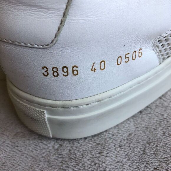 Women by Common Projects Achilles Mesh-Trimmed Leather White Lace Up Sneakers - Picture 9 of 14